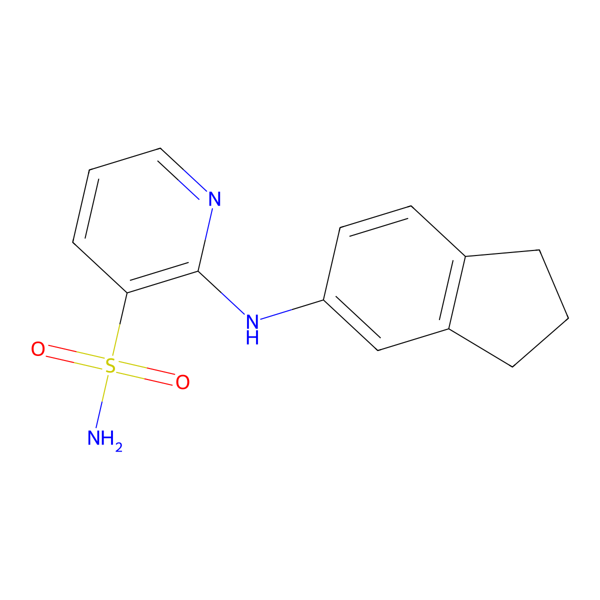 2-(2,3-dihydro-1H-inden-5-ylamino)pyridine-3-sulfonamide molecular structure, CAS 1340851-96-8