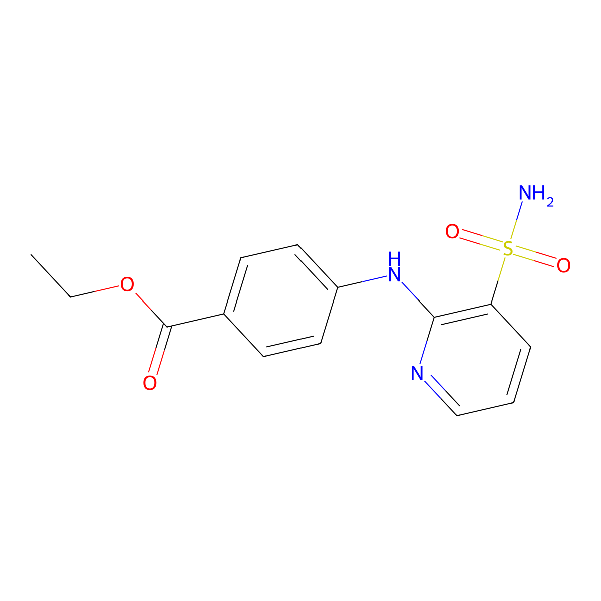 Ethyl 4-((3-sulfamoylpyridin-2-yl)amino)benzoate molecular structure, CAS 1340852-04-1