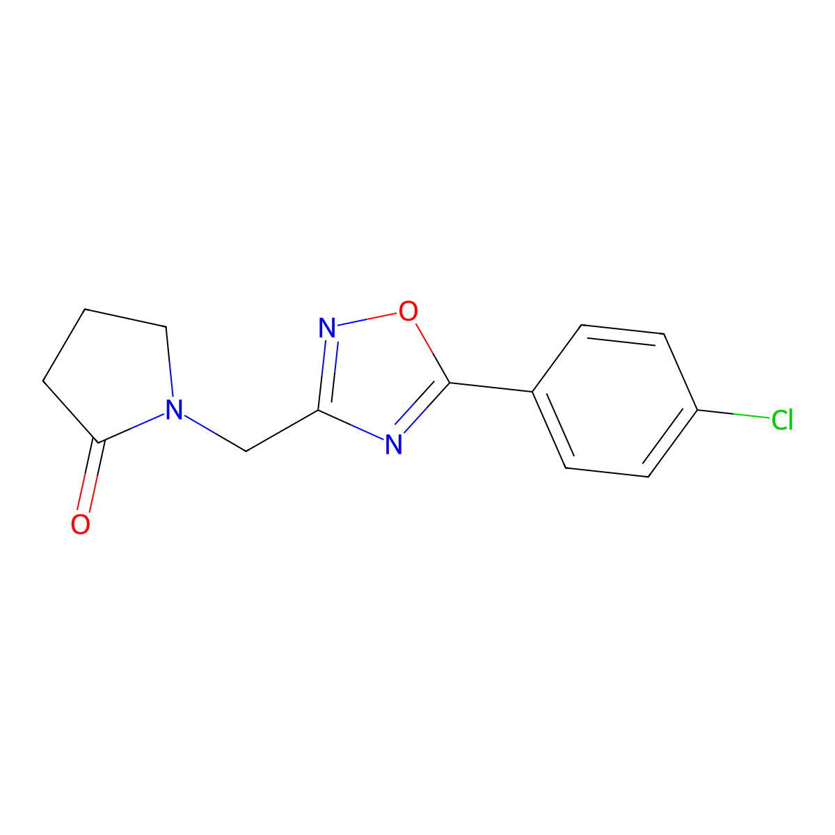 1-{[5-(4-Chlorophenyl)-1,2,4-oxadiazol-3-yl]methyl}pyrrolidin-2-one molecular structure, CAS 1340853-74-8