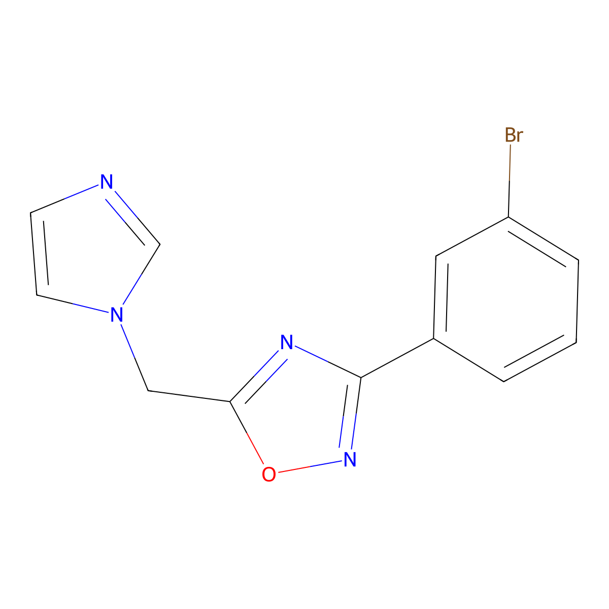 3-(3-bromophenyl)-5-[(1H-imidazol-1-yl)methyl]-1,2,4-oxadiazole molecular structure, CAS 1340855-10-8