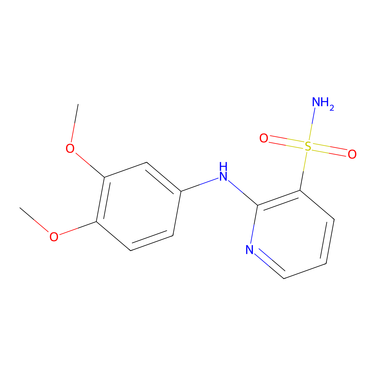 2-[(3,4-Dimethoxyphenyl)amino]pyridine-3-sulfonamide molecular structure, CAS 1340859-13-3