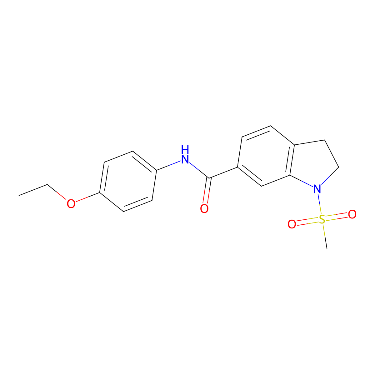 N~6~-(4-ethoxyphenyl)-1-(methylsulfonyl)-6-indolinecarboxamide molecular structure, CAS 1340859-15-5