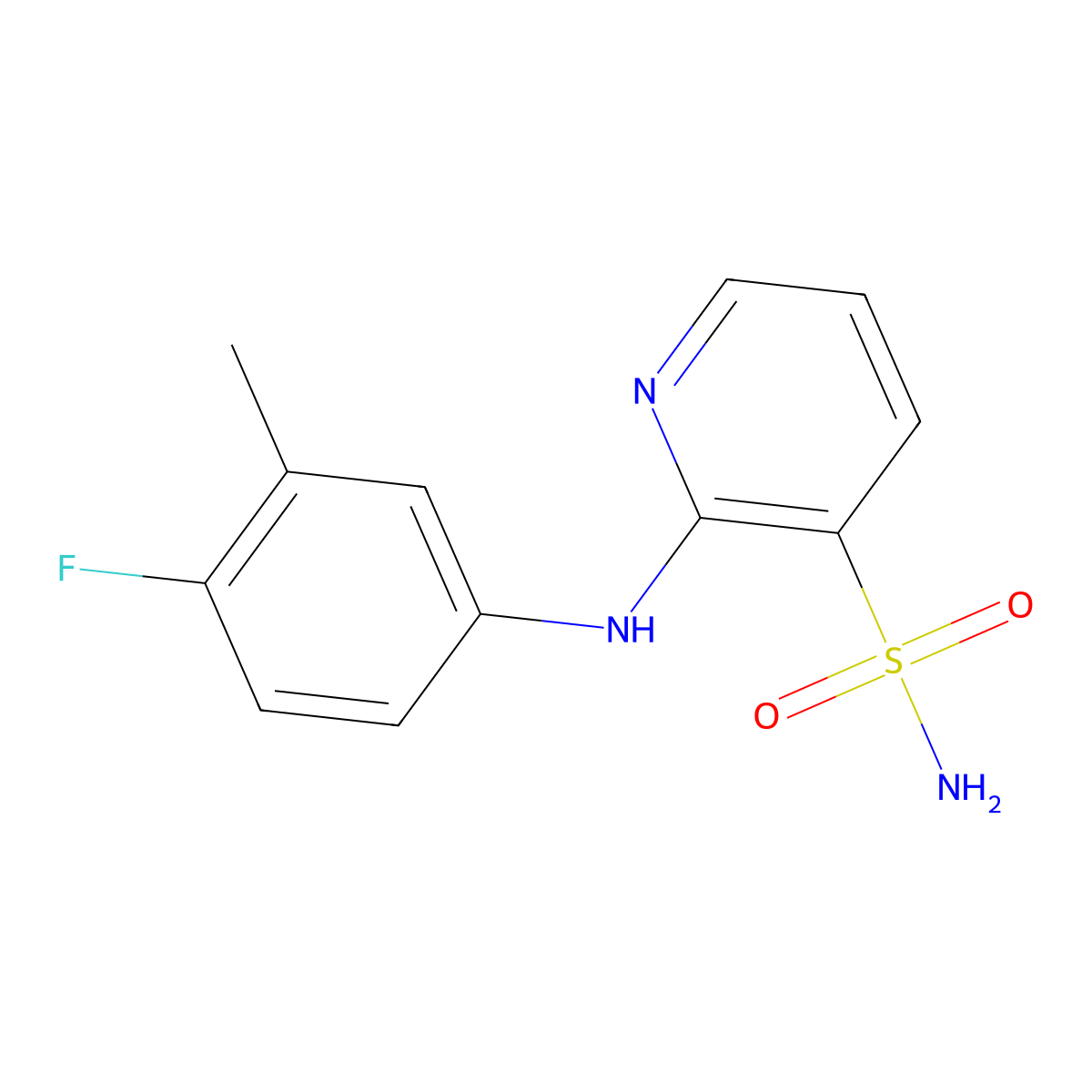 2-[(4-Fluoro-3-methylphenyl)amino]pyridine-3-sulfonamide molecular structure, CAS 1340859-28-0