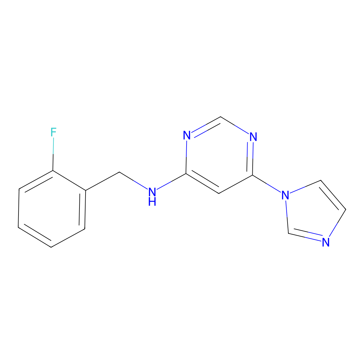 N-[(2-fluorophenyl)methyl]-6-(1H-imidazol-1-yl)pyrimidin-4-amine molecular structure, CAS 1340867-50-6