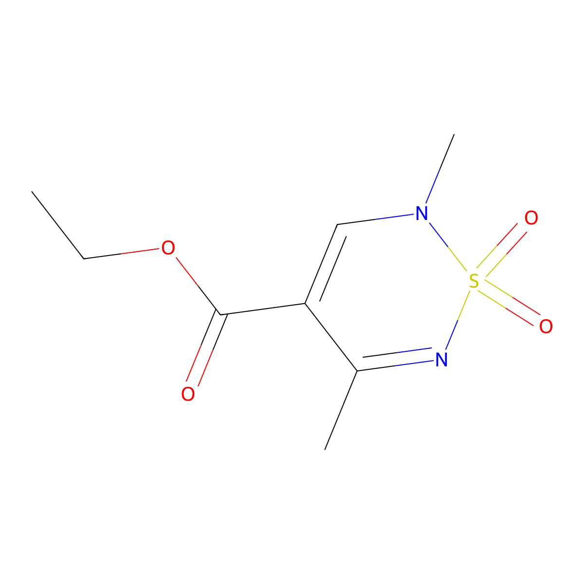 ethyl 2,5-dimethyl-1,1-dioxo-2H-1lambda6,2,6-thiadiazine-4-carboxylate molecular structure, CAS 1340873-71-3