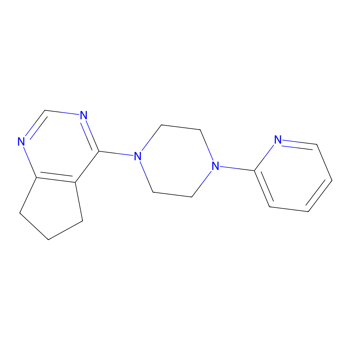 1-{5H,6H,7H-Cyclopenta[D]pyrimidin-4-YL}-4-(pyridin-2-YL)piperazine molecular structure, CAS 1340873-96-2