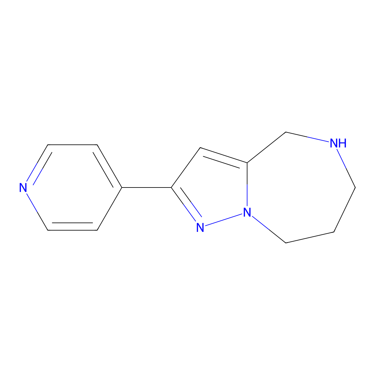 5,6,7,8-tetrahydro-2-(pyridin-4-yl)-4H-pyrazolo[1,5-a][1,4]diazepine molecular structure, CAS 1340875-61-7