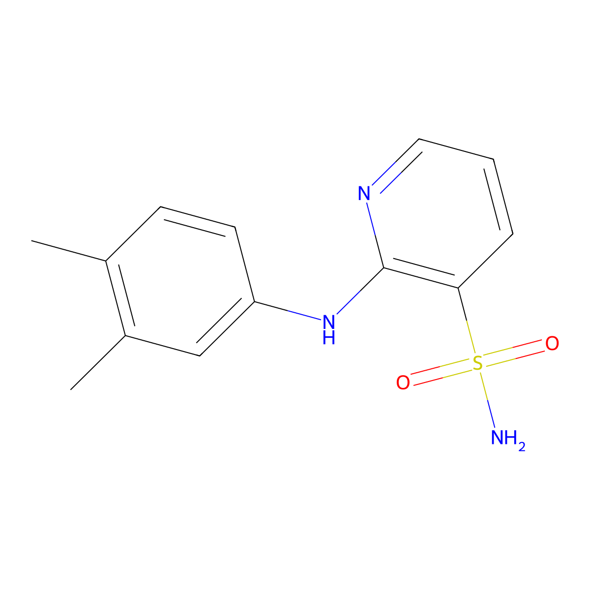 2-[(3,4-Dimethylphenyl)amino]pyridine-3-sulfonamide molecular structure, CAS 1340887-09-3