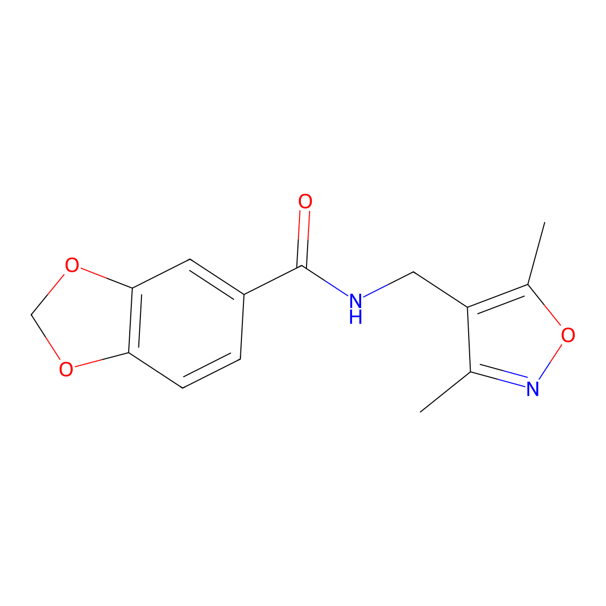 N-[(3,5-Dimethyl-1,2-oxazol-4-YL)methyl]-2H-1,3-benzodioxole-5-carboxamide molecular structure, CAS 1340896-38-9