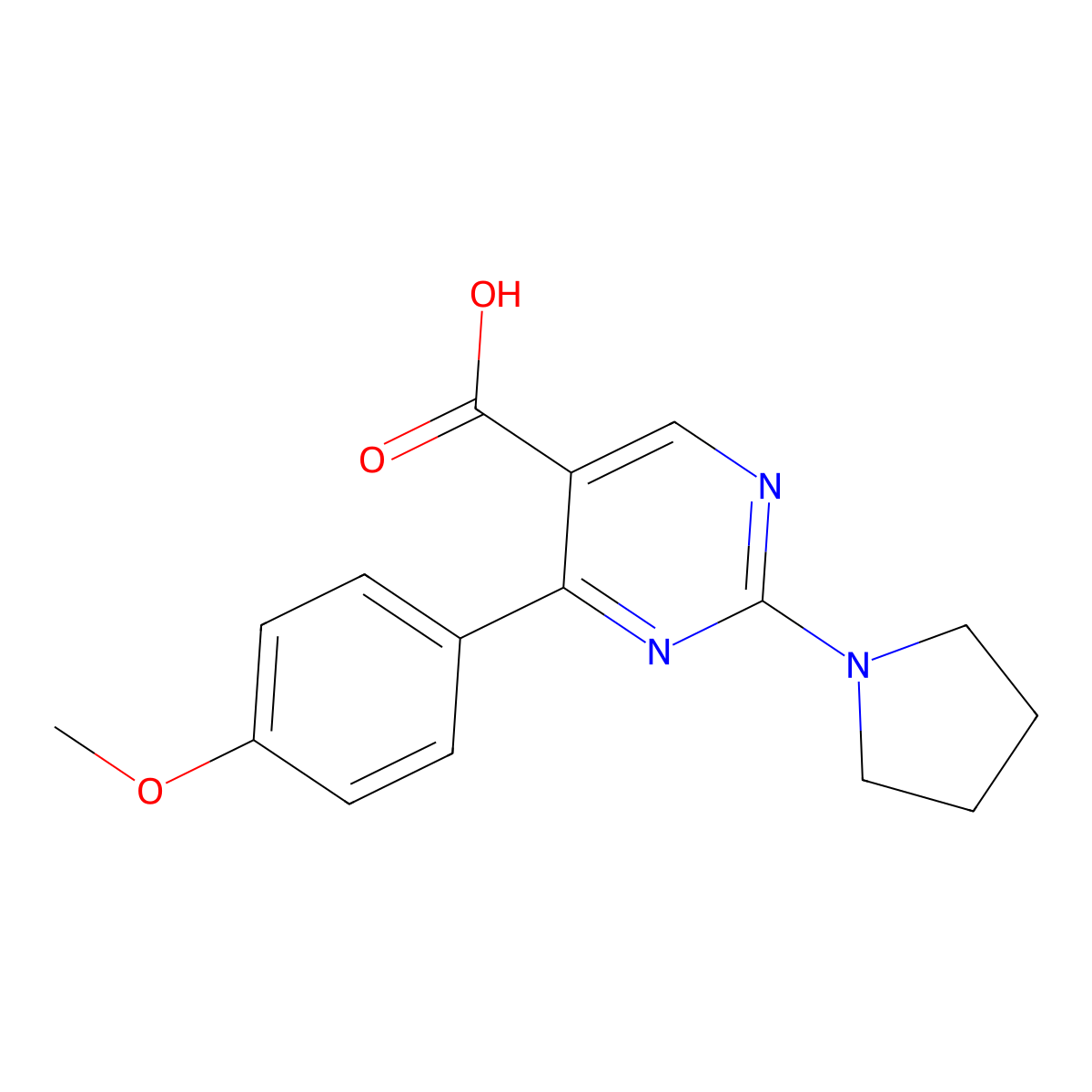 4-(4-Methoxyphenyl)-2-pyrrolidin-1-ylpyrimidine-5-carboxylic acid molecular structure, CAS 1340896-45-8