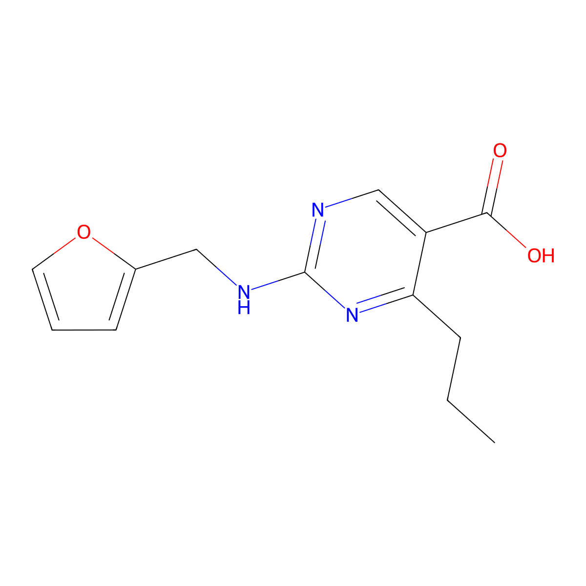 2-[(2-Furylmethyl)amino]-4-propylpyrimidine-5-carboxylic acid molecular structure, CAS 1340896-51-6