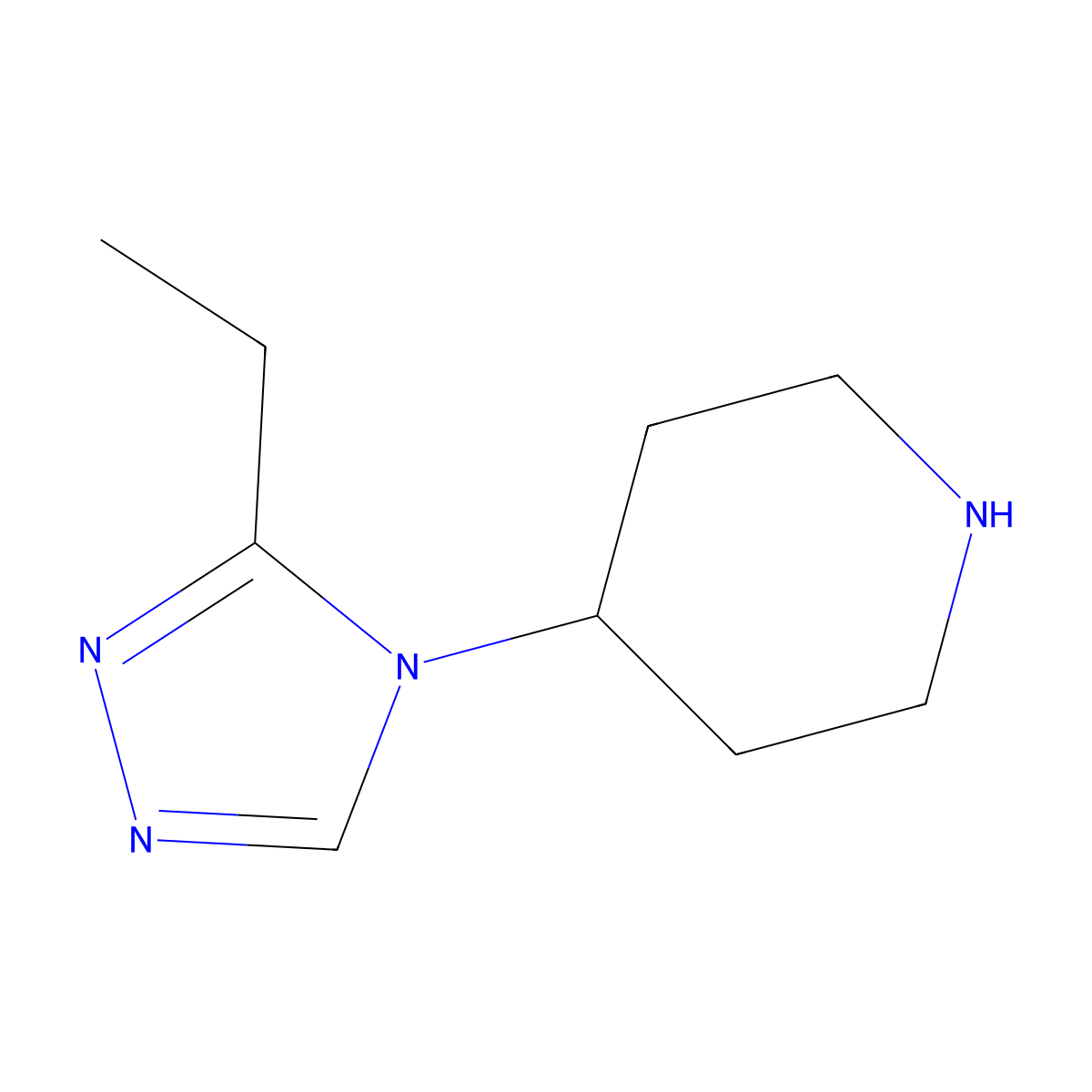 4-(3-ethyl-4H-1,2,4-triazol-4-yl)piperidine molecular structure, CAS 1340898-01-2
