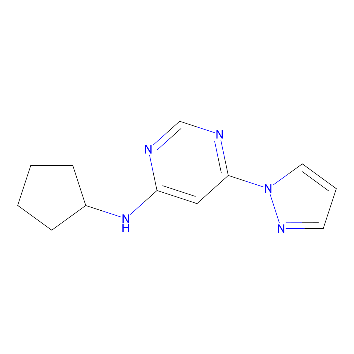 N-cyclopentyl-6-(1H-pyrazol-1-yl)pyrimidin-4-amine molecular structure, CAS 1340900-34-6