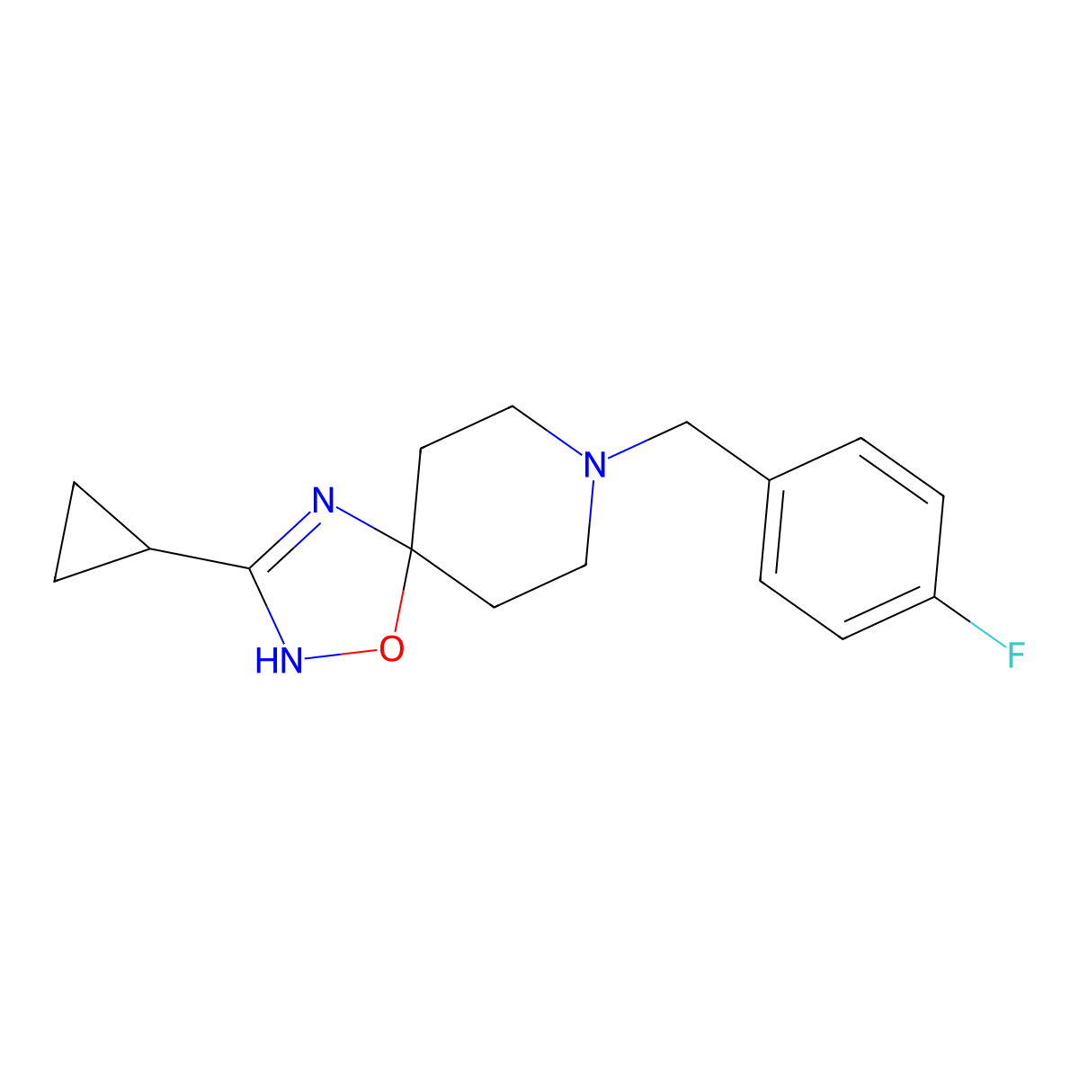 3-Cyclopropyl-8-(4-fluorobenzyl)-1-oxa-2,4,8-triazaspiro[4.5]dec-2-ene molecular structure, CAS 1340907-57-4