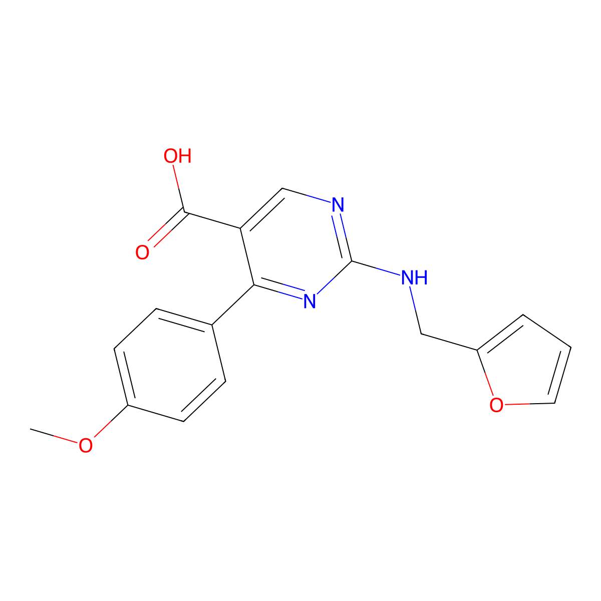 2-[(2-Furylmethyl)amino]-4-(4-methoxyphenyl)pyrimidine-5-carboxylic acid molecular structure, CAS 1340930-16-6