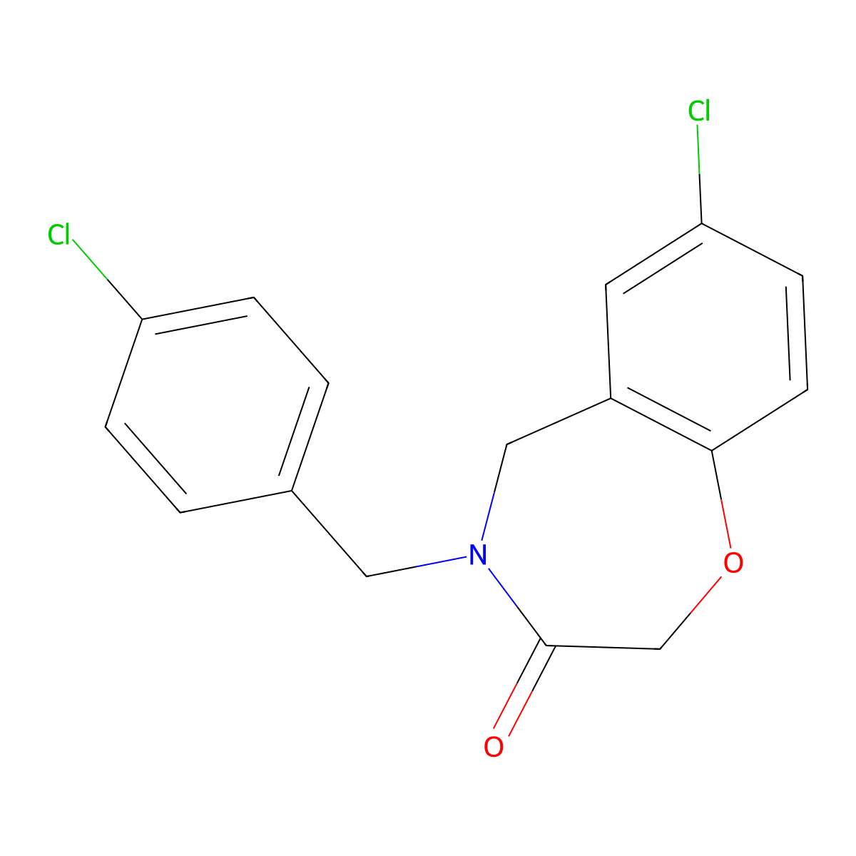 7-chloro-4-(4-chlorobenzyl)-4,5-dihydro-1,4-benzoxazepin-3(2H)-one molecular structure, CAS 1340932-45-7