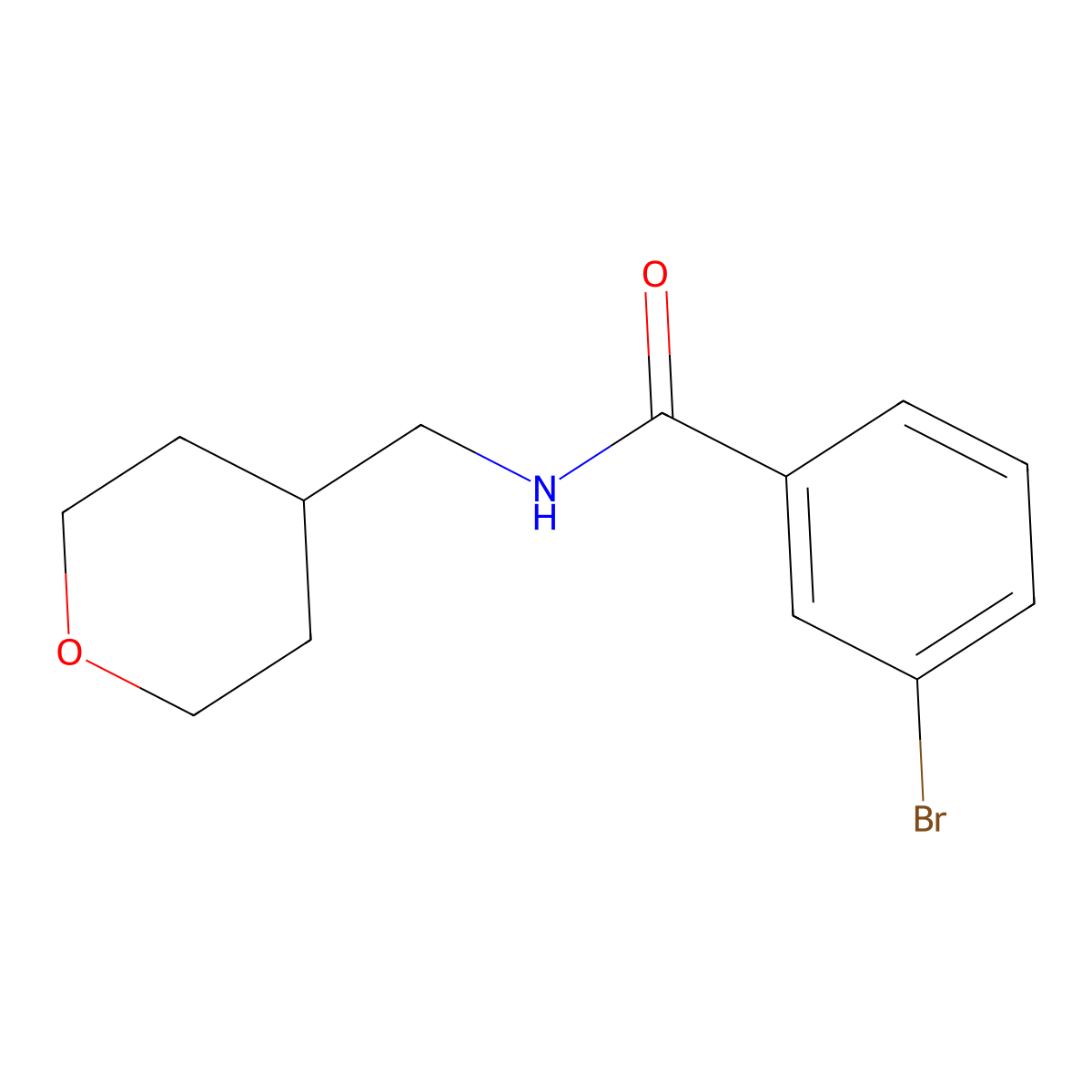 3-bromo-N-(oxan-4-ylmethyl)benzamide molecular structure, CAS 1340932-67-3
