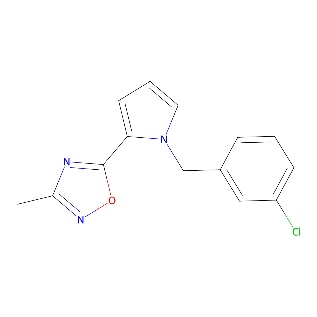 5-(1-(3-Chlorobenzyl)-1H-pyrrol-2-yl)-3-methyl-1,2,4-oxadiazole molecular structure, CAS 1340935-94-5