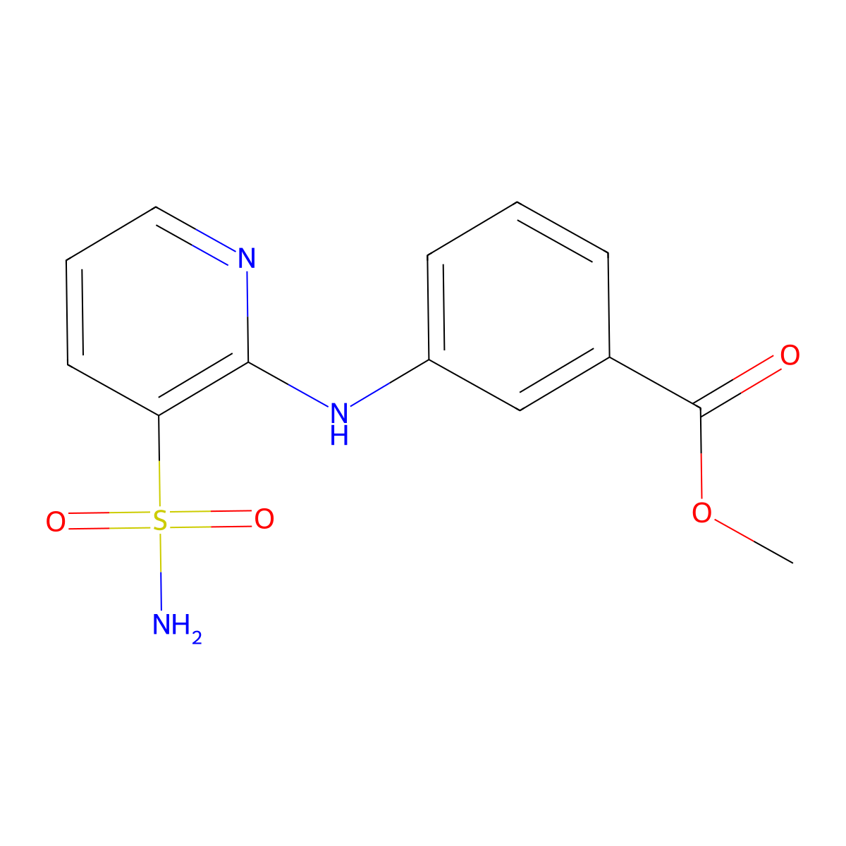 Methyl 3-{[3-(aminosulfonyl)pyridin-2-yl]amino}benzoate molecular structure, CAS 1340953-18-5