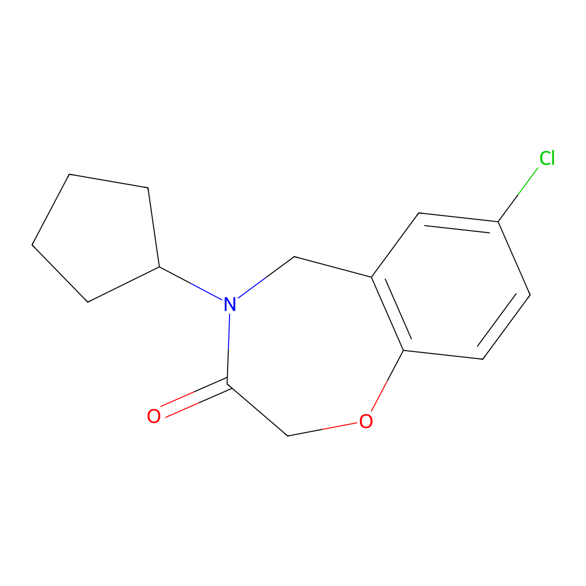 7-chloro-4-cyclopentyl-4,5-dihydro-1,4-benzoxazepin-3(2H)-one molecular structure, CAS 1340964-18-2