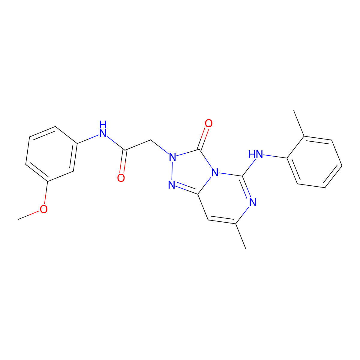 N-(3-methoxyphenyl)-2-{7-methyl-5-[(2-methylphenyl)amino]-3-oxo-2H,3H-[1,2,4]triazolo[4,3-c]pyrimidin-2-yl}acetamide molecular structure, CAS 1340970-19-5