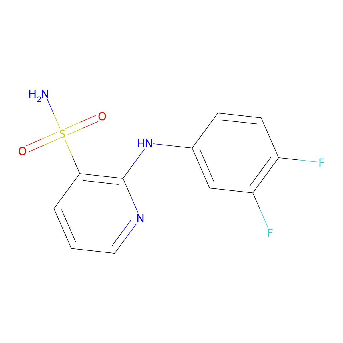 2-[(3,4-Difluorophenyl)amino]pyridine-3-sulfonamide molecular structure, CAS 1340970-26-4