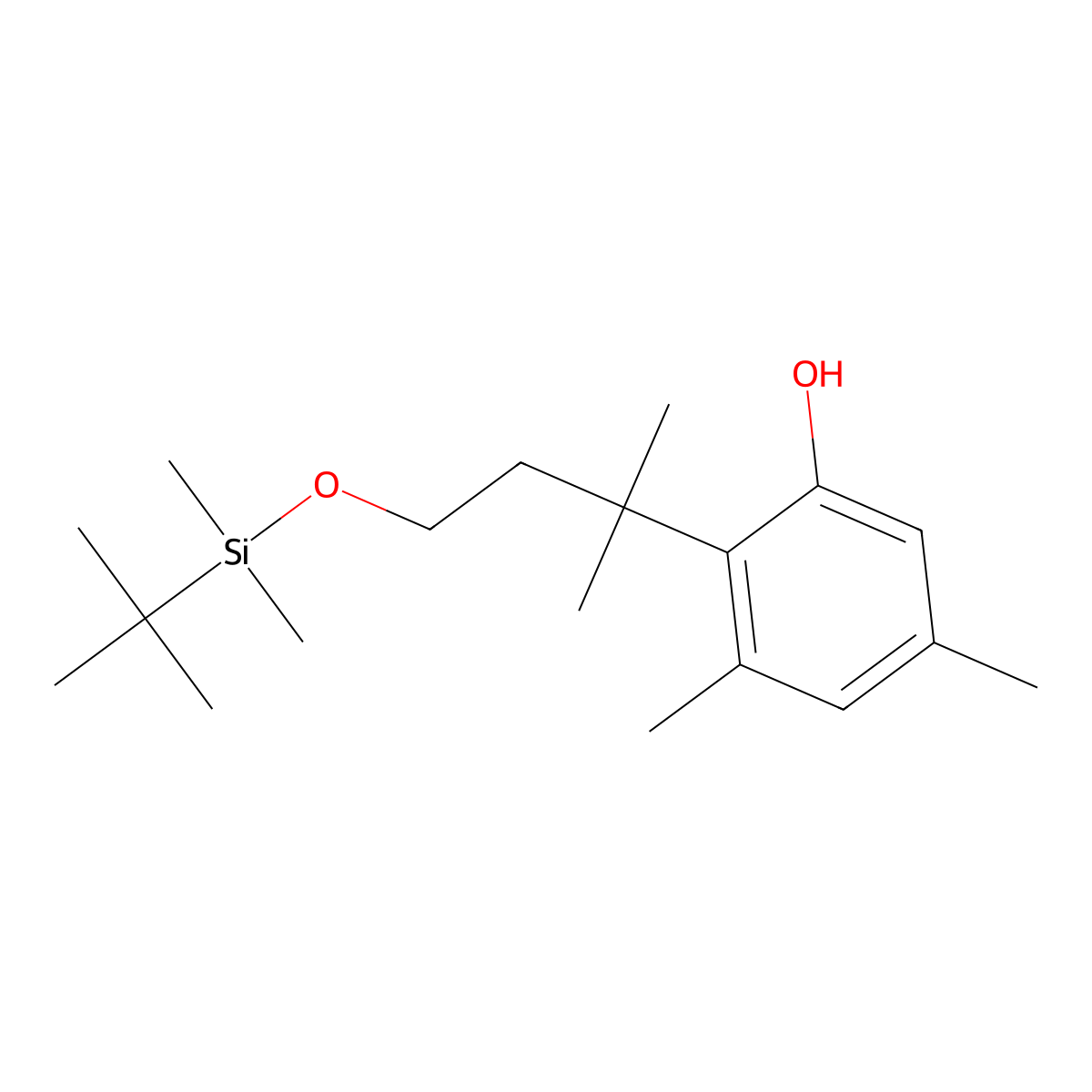 2-(4-((tert-Butyldimethylsilyl)oxy)-2-methylbutan-2-yl)-3,5-dimethylphenol molecular structure, CAS 134098-64-9