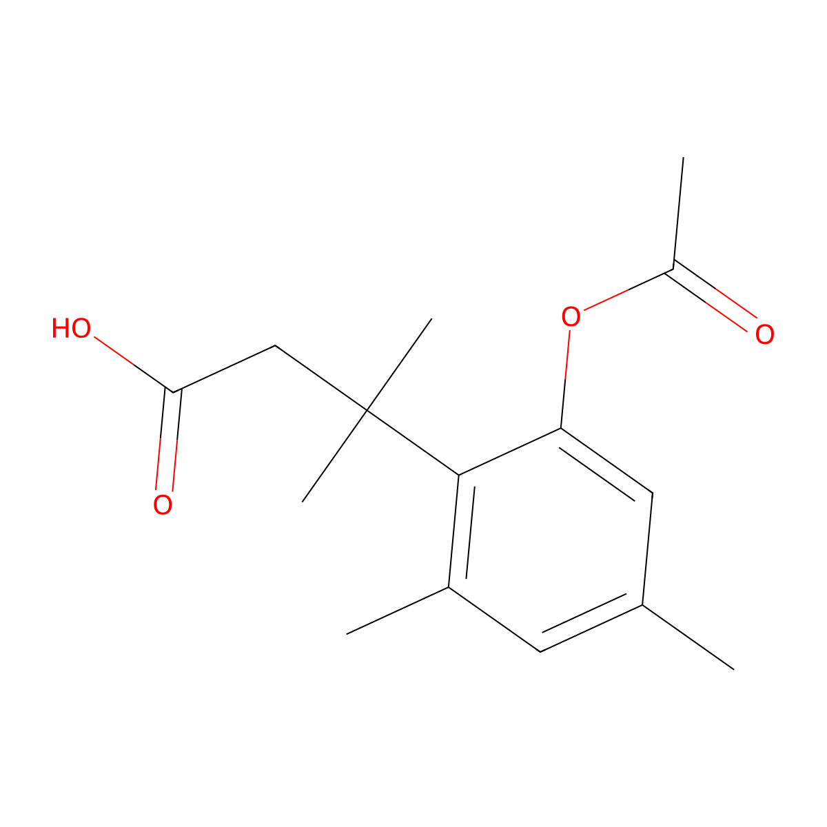 3-(2-Acetoxy-4,6-dimethylphenyl)-3-methylbutyric acid molecular structure, CAS 134098-68-3