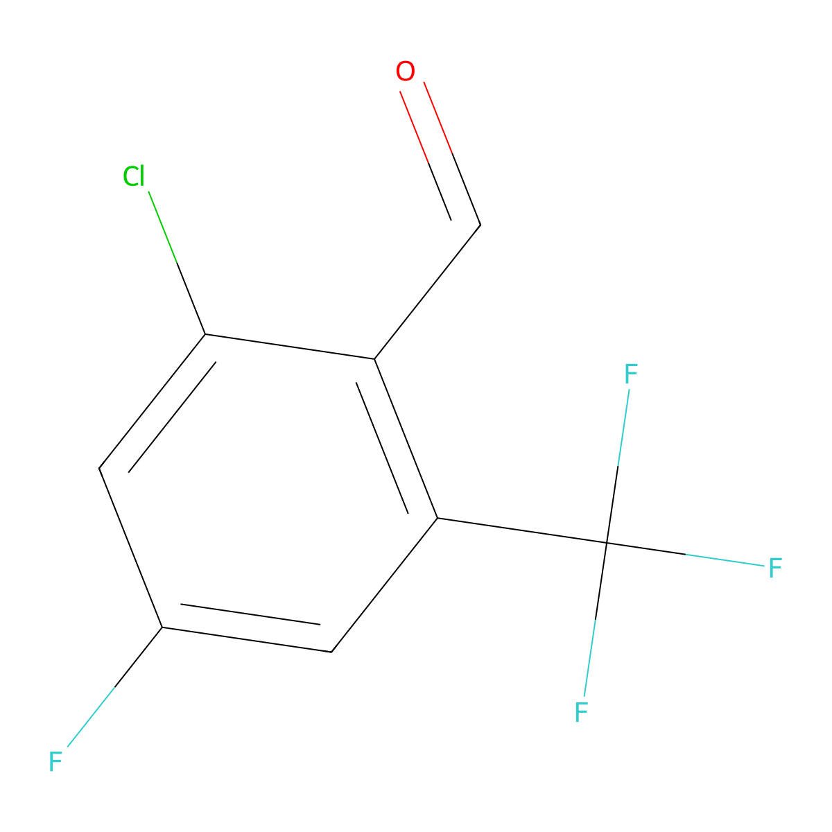2-Chloro-4-fluoro-6-(trifluoromethyl)benzaldehyde molecular structure, CAS 134099-27-7