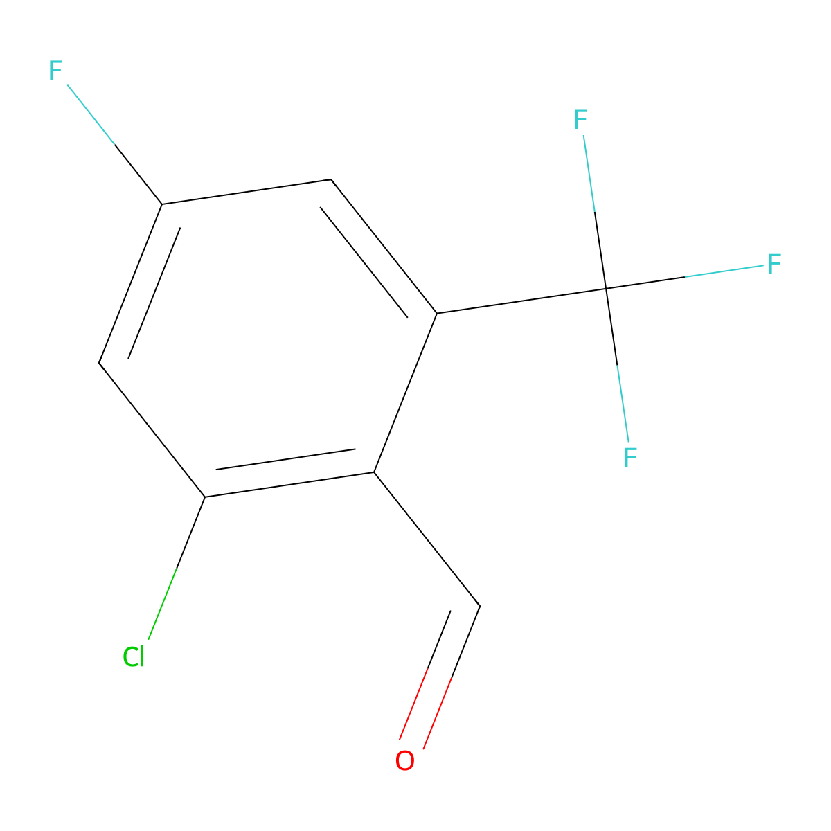 2-Chloro-4-fluoro-6-(trifluoromethyl)benzaldehyde molecular structure, CAS 134099-27-7