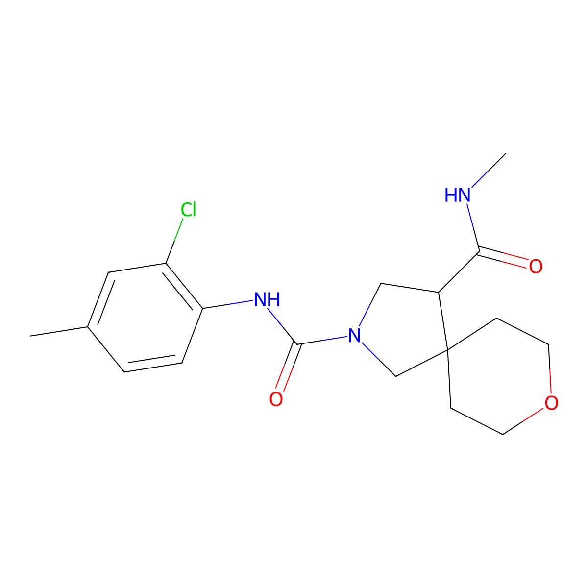 N-(2-chloro-4-methylphenyl)-N-methyl-8-oxa-2-azaspiro[4.5]decane-2,4-dicarboxamide molecular structure, CAS 1340990-00-2