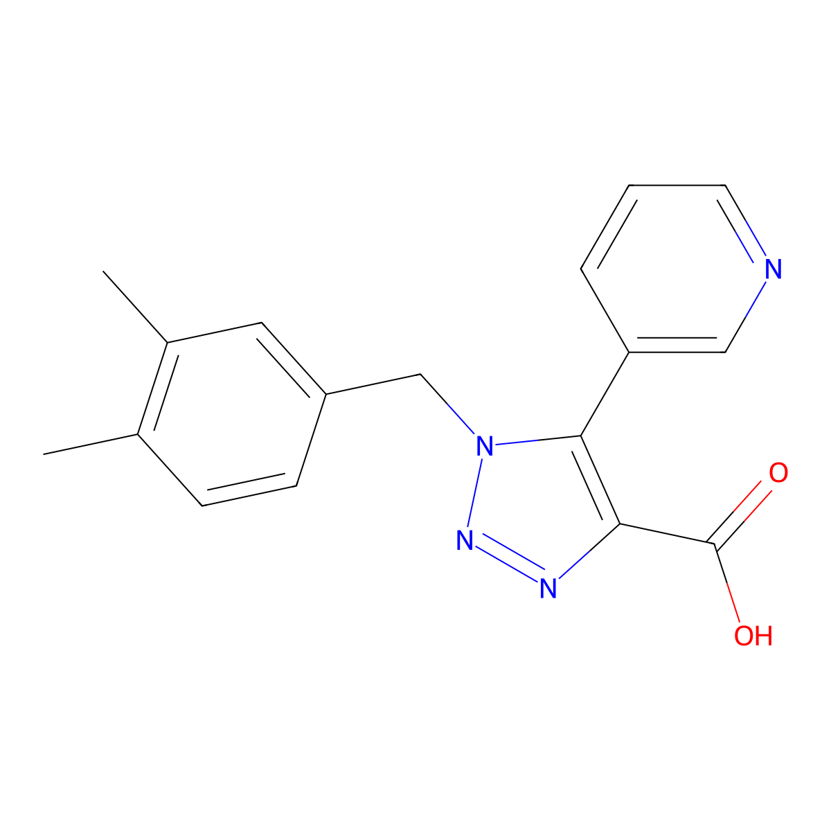1-(3,4-dimethylbenzyl)-5-pyridin-3-yl-1H-1,2,3-triazole-4-carboxylic acid molecular structure, CAS 1340992-44-0