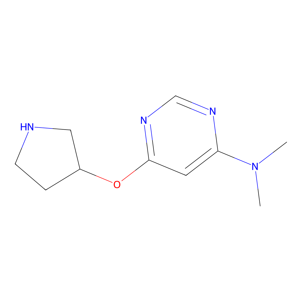 N,N-Dimethyl-6-(3-pyrrolidinyloxy)-4-pyrimidinamine molecular structure, CAS 1340994-89-9