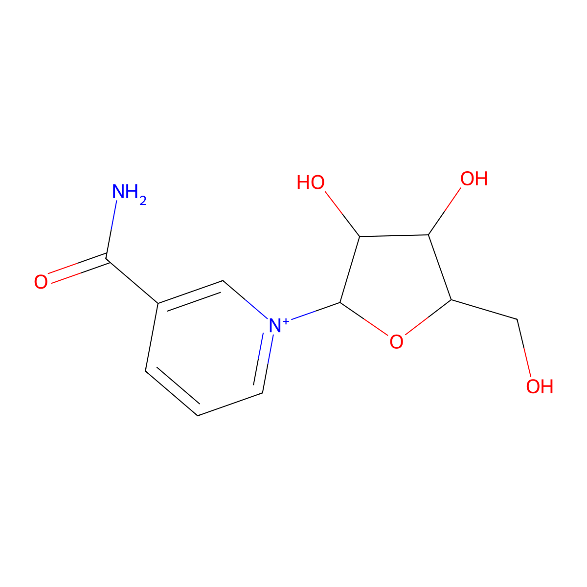 Nicotinamide Riboside molecular structure, CAS 1341-23-7