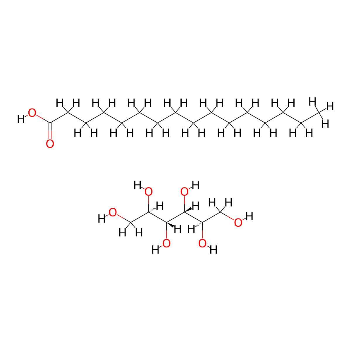 Hexadecanoic acid--hexitol (1/1) molecular structure, CAS 1341-81-7