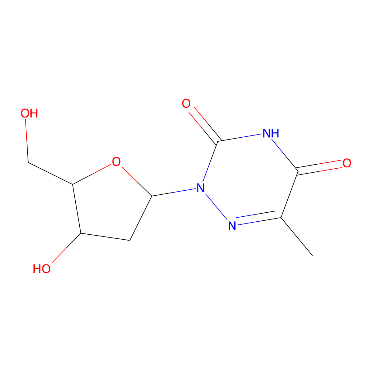 2-(2-Deoxy-beta-D-erythro-pentofuranosyl)-6-methyl-1,2,4-triazine-3,5(2H,4H)-dione molecular structure, CAS 13410-30-5