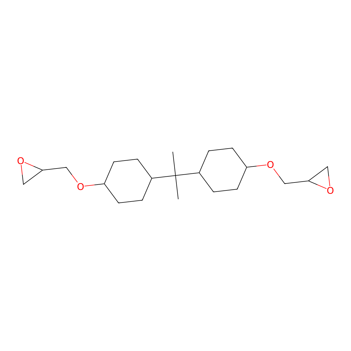 2,2'-((1-Methylethylidene)bis(cyclohexane-4,1-diyloxymethylene))bisoxirane molecular structure, CAS 13410-58-7