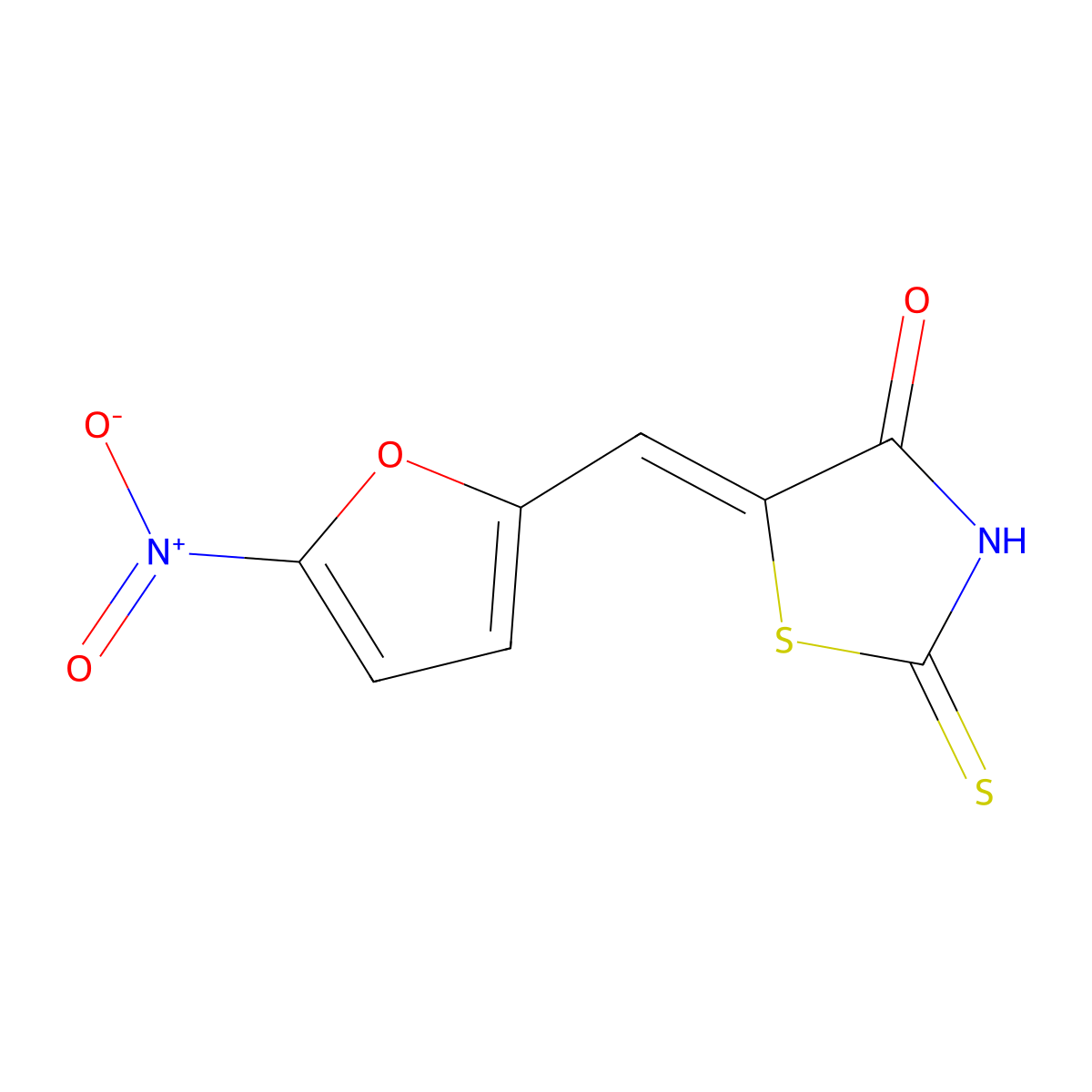 4-Thiazolidinone, 5-[(5-nitro-2-furanyl)methylene]-2-thioxo- molecular structure, CAS 13410-84-9