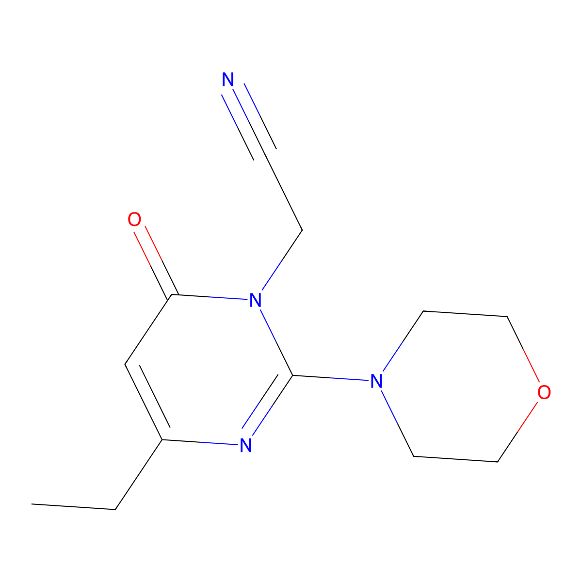 [4-ethyl-2-morpholino-6-oxo-1(6H)-pyrimidinyl]methyl cyanide molecular structure, CAS 1341000-49-4
