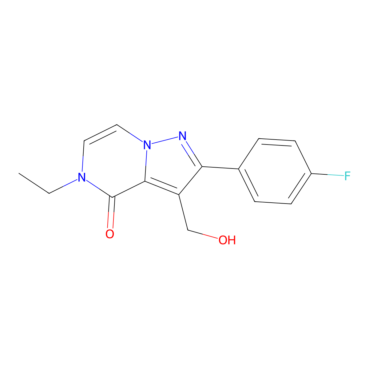 5-Ethyl-2-(4-fluorophenyl)-3-(hydroxymethyl)pyrazolo[1,5-a]pyrazin-4(5H)-one molecular structure, CAS 1341007-82-6