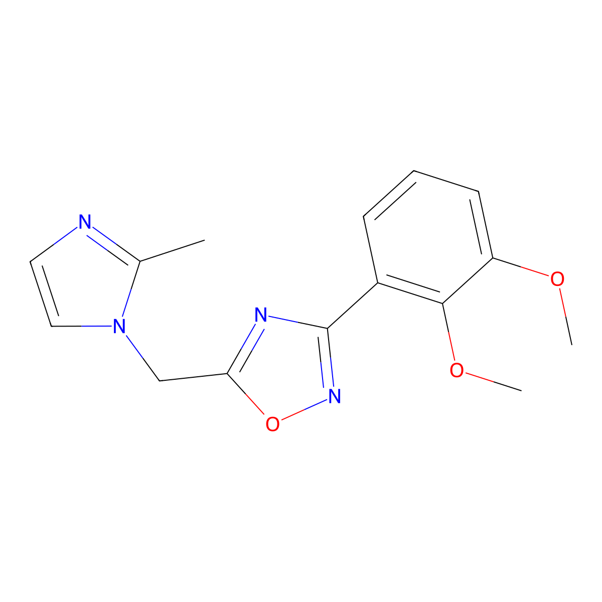 3-(2,3-dimethoxyphenyl)-5-[(2-methyl-1H-imidazol-1-yl)methyl]-1,2,4-oxadiazole molecular structure, CAS 1341008-81-8