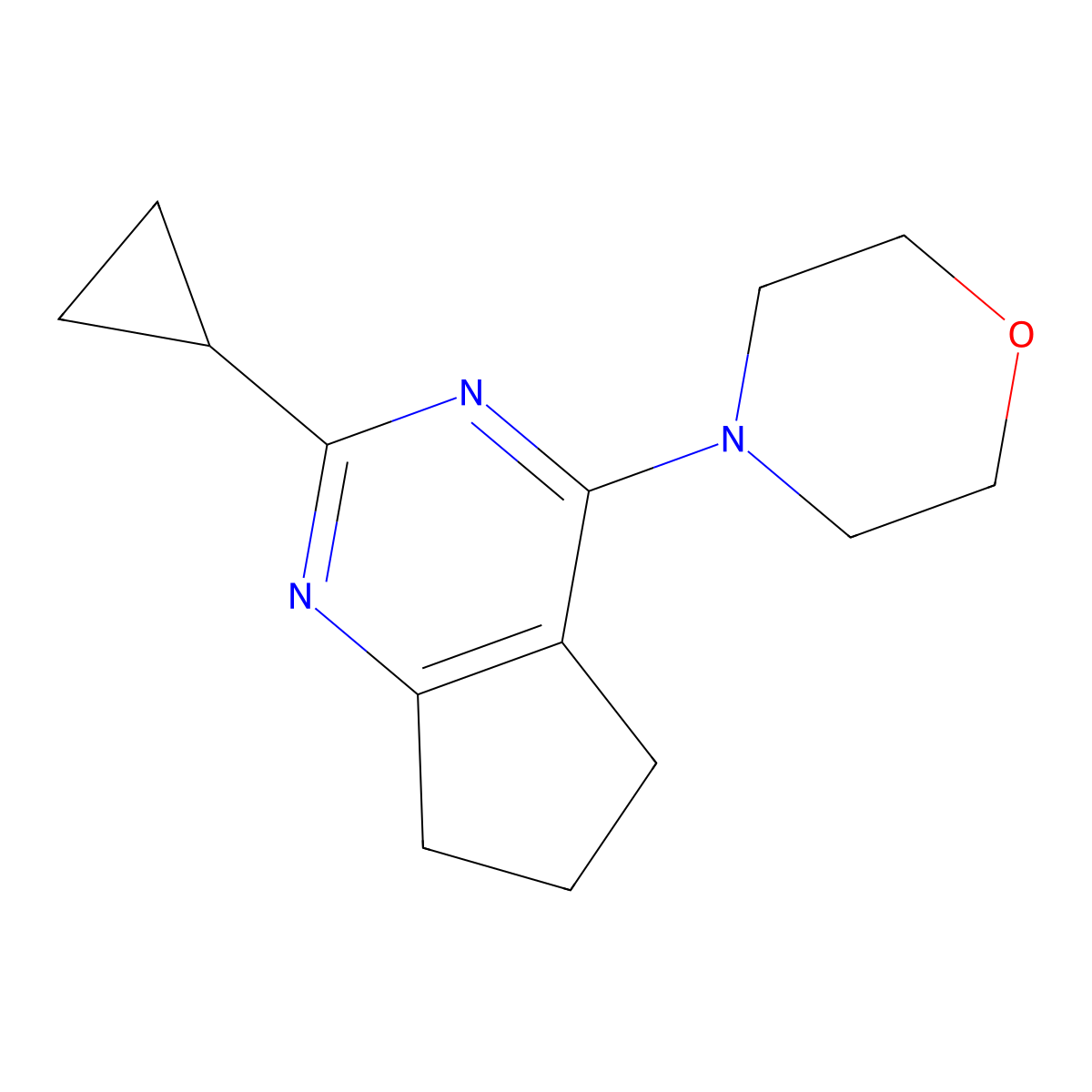 4-{2-cyclopropyl-5H,6H,7H-cyclopenta[d]pyrimidin-4-yl}morpholine molecular structure, CAS 1341019-36-0