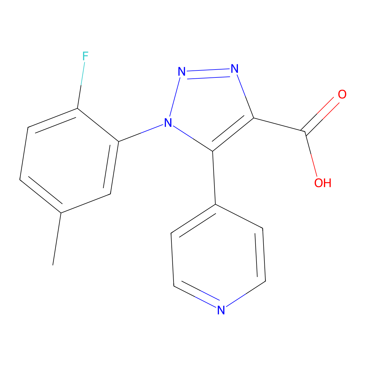 1-(2-fluoro-5-methylphenyl)-5-(pyridin-4-yl)-1H-1,2,3-triazole-4-carboxylic acid molecular structure, CAS 1341019-73-5
