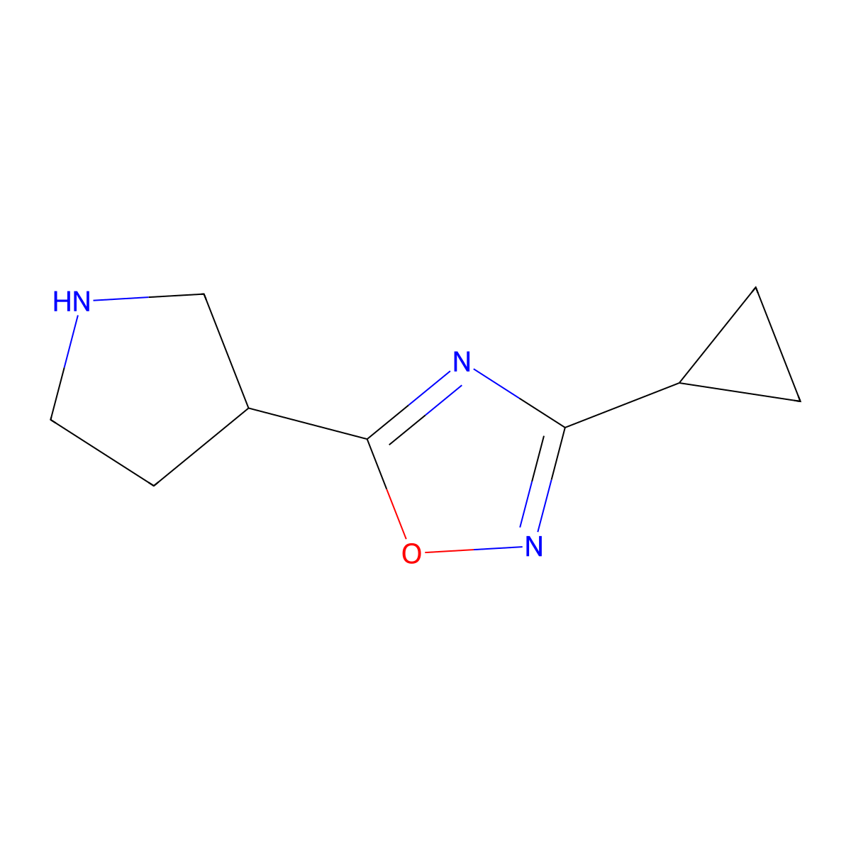 3-Cyclopropyl-5-(pyrrolidin-3-yl)-1,2,4-oxadiazole molecular structure, CAS 1341019-84-8