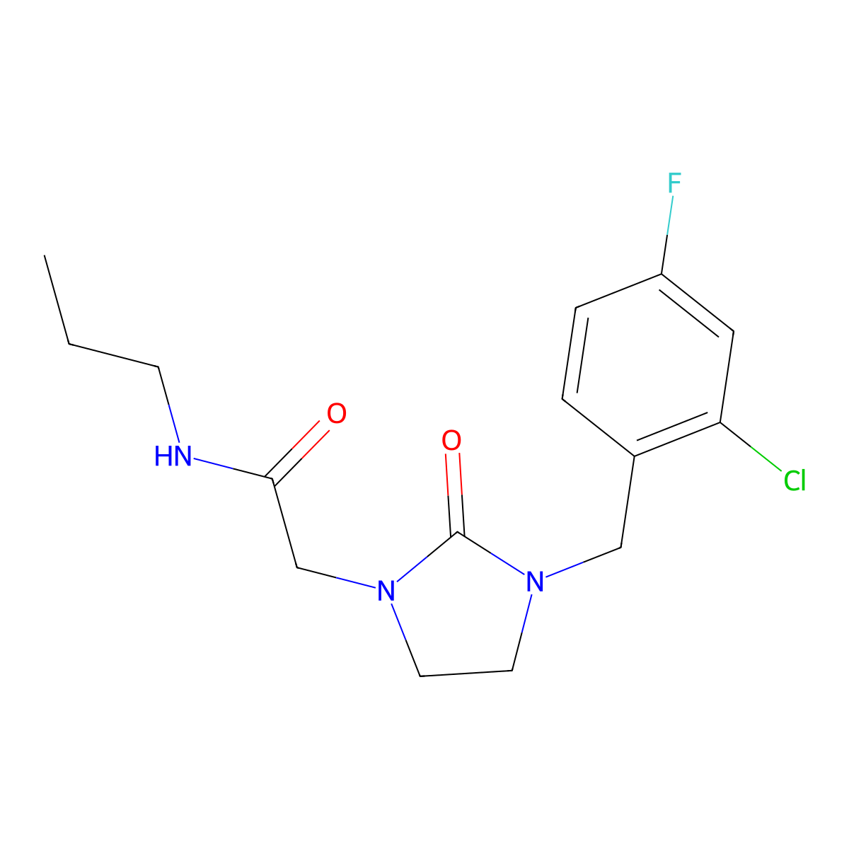 2-[3-(2-chloro-4-fluorobenzyl)-2-oxo-1-imidazolidinyl]-N-propylacetamide molecular structure, CAS 1341019-85-9