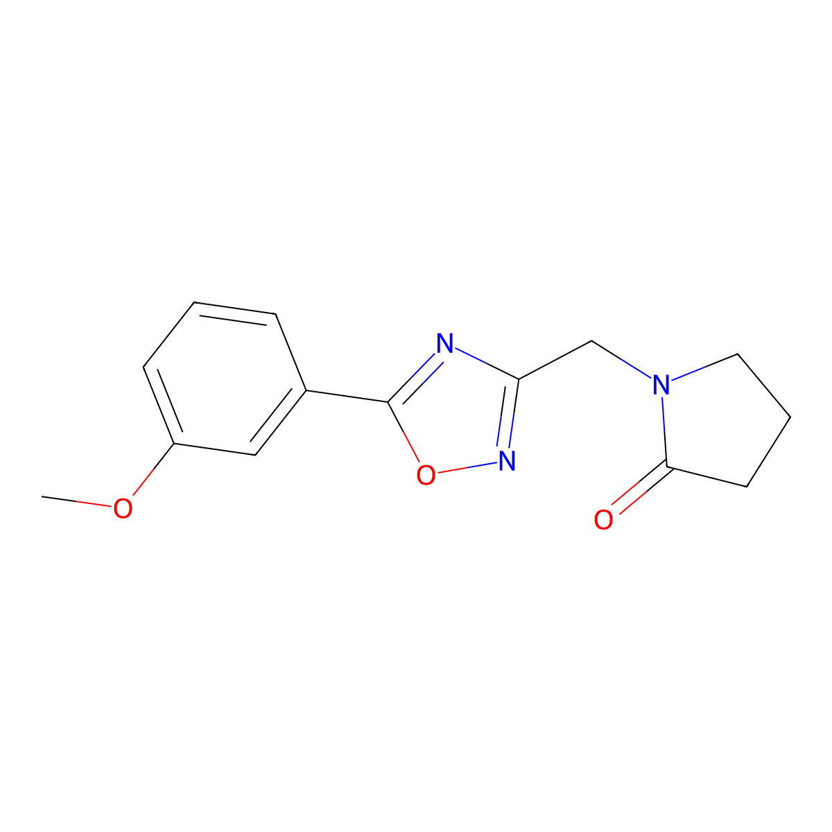1-{[5-(3-Methoxyphenyl)-1,2,4-oxadiazol-3-yl]methyl}pyrrolidin-2-one molecular structure, CAS 1341025-35-1