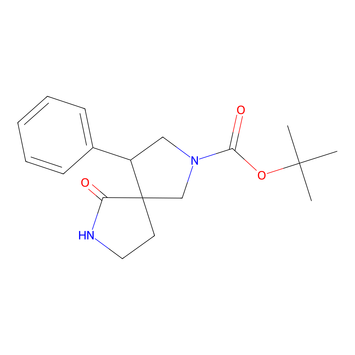 tert-Butyl 6-oxo-4-phenyl-2,7-diazaspiro[4.4]nonane-2-carboxylate molecular structure, CAS 1341034-79-4