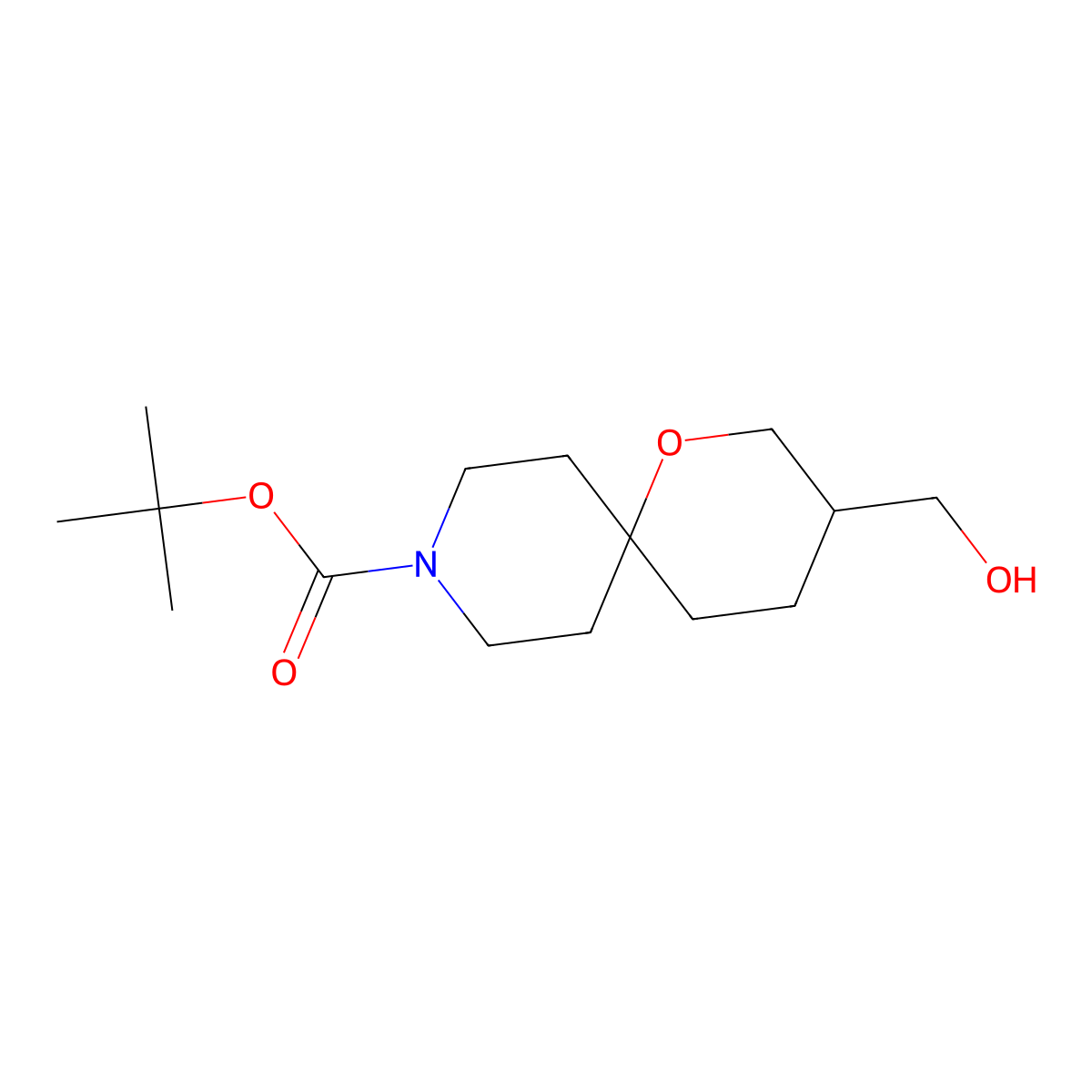 Tert-butyl 3-(hydroxymethyl)-1-oxa-9-azaspiro[5.5]undecane-9-carboxylate molecular structure, CAS 1341034-85-2