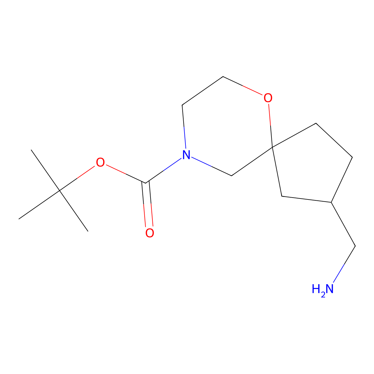 Tert-butyl 2-(aminomethyl)-6-oxa-9-azaspiro[4.5]decane-9-carboxylate molecular structure, CAS 1341034-94-3