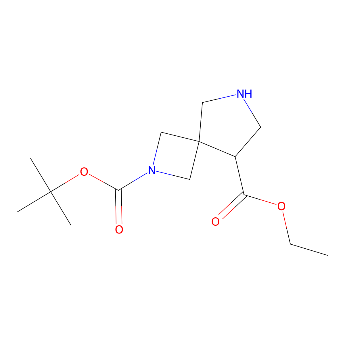 O2-tert-butyl O5-ethyl 2,7-diazaspiro[3.4]octane-2,5-dicarboxylate molecular structure, CAS 1341035-13-9